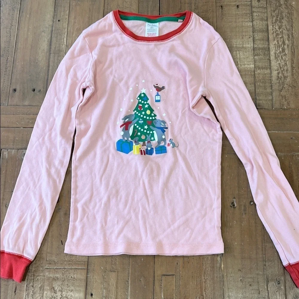 Mini Boden pink woodland Christmas pajamas girls size 12 holiday animals